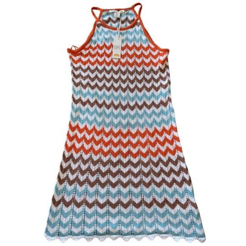 C&C California Dress Women's Small Multicolor Open Knit Swim Cover Sleeveless